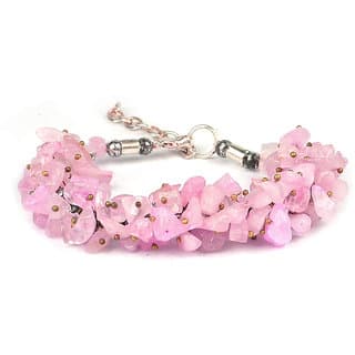 KESAR ZEMS Natural Rose Crystal Stone Chip Adjustable Bracelet For Unisex (10 x 1 x 2 CM) Pink. - Uncategorized | Buy online on ZillyBuy
