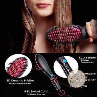 Right traders SIMPLY HAIR STRAIGHTENER STRAIGHT CERAMIC HAIR STRAIGHTENER BRUSH - Hair Oils, Care, and Styling | Buy online on ZillyBuy