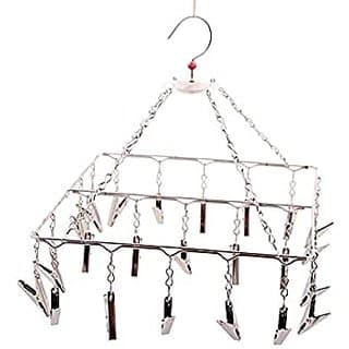 Right traders Stainless Steel Kids Cloths Hanger with 24 Clips, Silver (Square Shape) - Closet/Laundry/Shoe Organization | Buy online on ZillyBuy