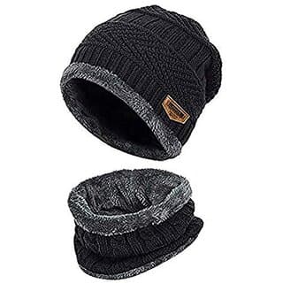 Men's  Women's Snow Proof,Inside Fur, Warm Woolen Cap with Neck Muffler/Neck Warmer/Scarf for Winters (Multi Color) - Uncategorized | Buy online on ZillyBuy