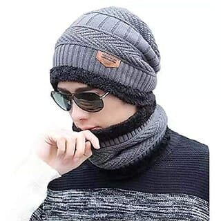Ultra Soft Unisex Woolen Beanie Cap + Neck Scarf Set for Men I Women I Girl I Boy - Warm, Snow Proof (Multi Color) - Uncategorized | Buy online on ZillyBuy