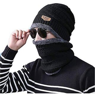 Men's Woolen Cap with Neck Muffler/Neckwarmer Free Size (Multi Color) - Uncategorized | Buy online on ZillyBuy
