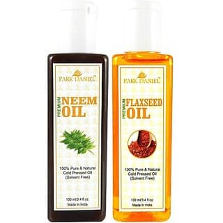 PARK DANIEL Organic Flaxseed oil and Neem oil - Natural &amp; Undiluted combo of 2 bottles of 100 ml (200ml) (200 ml) - Skin Care - Oils and Serums | Buy online on ZillyBuy