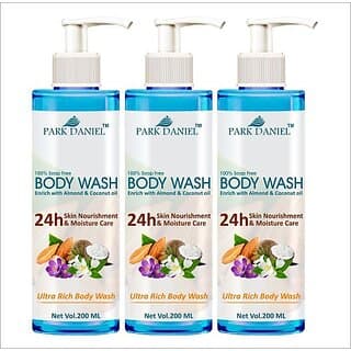 PARK DANIEL Ultra Rich Body Wash Enriched With Almond and Coconut Oil - For Skin Nourishment and Moisture Care Combo Pack 3 Bottle of 200 ml(600 ml) (600 ml) - Bath Soaps and Gels | Buy online on ZillyBuy