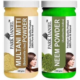 PARK DANIEL Pure & Natural Multani Mitti Powder & Neem Powder Combo Pack of 2 Bottles of 100 gm (200 gm ) (200 ml) - Hair Oils, Care, and Styling | Buy online on ZillyBuy