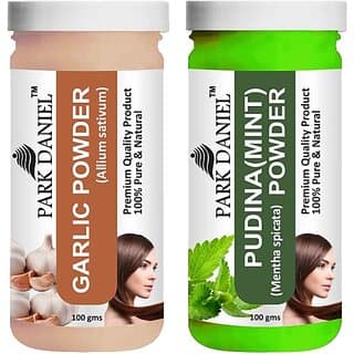 PARK DANIEL Pure & Natural Garlic Powder & Pudina(Mint)Powder Combo Pack of 2 Bottles of 100 gm (200 gm ) (200 ml) - Hair Oils, Care, and Styling | Buy online on ZillyBuy