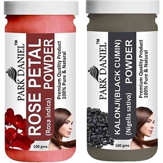 PARK DANIEL Pure & Natural Rose Petal Powder & Kalonji(Black Cumin) Powder Combo Pack of 2 Bottles of 100 gm (200 gm ) (200 ml) - Hair Oils, Care, and Styling | Buy online on ZillyBuy