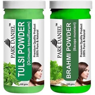 PARK DANIEL Pure & Natural Tulsi Powder & Brahmi Powder Combo Pack of 2 Bottles of 100 gm (200 gm ) (200 ml) - Hair Oils, Care, and Styling | Buy online on ZillyBuy