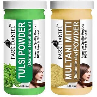 PARK DANIEL Pure & Natural Tulsi Powder & Multani Mitti Powder Combo Pack of 2 Bottles of 100 gm (200 gm ) (200 ml) - Hair Oils, Care, and Styling | Buy online on ZillyBuy