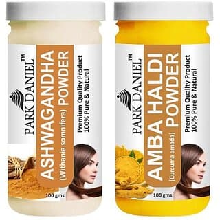 PARK DANIEL Premium Ashwagandha Powder & Amba Haldi Powder Combo Pack of 2 Jars of 100 gms(200 gms) (200 g) - Hair Oils, Care, and Styling | Buy online on ZillyBuy