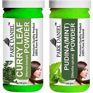 PARK DANIEL Pure & Natural Curry Leaf Powder & Pudina(Mint)Powder Combo Pack of 2 Bottles of 100 gm (200 gm ) (200 ml) - Hair Oils, Care, and Styling | Buy online on ZillyBuy