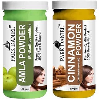 PARK DANIEL Pure & Natural Amla Powder & Cinnamon Powder Combo Pack of 2 Bottles of 100 gm (200 gm ) (200 g) - Hair Oils, Care, and Styling | Buy online on ZillyBuy
