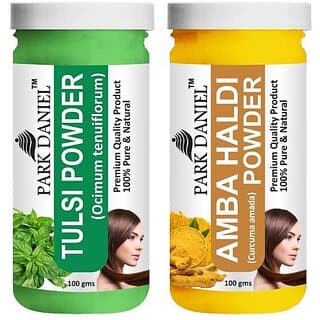 PARK DANIEL Pure & Natural Tulsi Powder & Amba Haldi Powder Combo Pack of 2 Bottles of 100 gm (200 gm ) (200 ml) - Hair Oils, Care, and Styling | Buy online on ZillyBuy