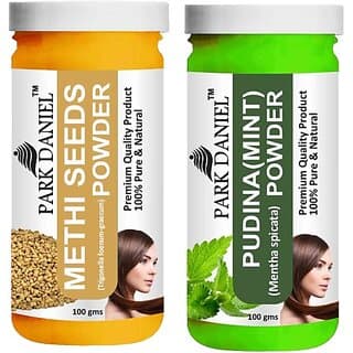 PARK DANIEL Pure & Natural Methi Powder & Pudina(Mint)Powder Combo Pack of 2 Bottles of 100 gm (200 gm ) (200 ml) - Hair Oils, Care, and Styling | Buy online on ZillyBuy