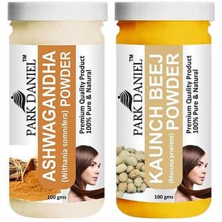 PARK DANIEL Premium Ashwagandha Powder & Kaunch Beej Powder Combo Pack of 2 Jars of 100 gms(200 gms) (200 g) - Hair Oils, Care, and Styling | Buy online on ZillyBuy