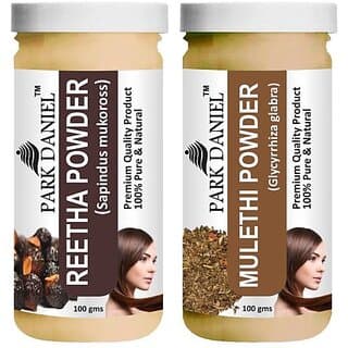 PARK DANIEL Pure & Natural Reetha Powder & Mulethi Powder Combo Pack of 2 Bottles of 100 gm (200 gm ) (200 ml) - Hair Oils, Care, and Styling | Buy online on ZillyBuy