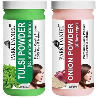 PARK DANIEL Pure & Natural Tulsi Powder & Onion Powder Combo Pack of 2 Bottles of 100 gm (200 gm ) (200 ml) - Hair Oils, Care, and Styling | Buy online on ZillyBuy