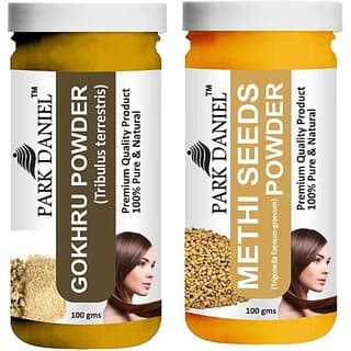 PARK DANIEL Pure & Natural Gokhru Powder & Methi Powder Combo Pack of 2 Bottles of 100 gm (200 gm ) (200 ml) - Hair Oils, Care, and Styling | Buy online on ZillyBuy