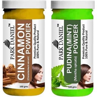 PARK DANIEL Pure & Natural Cinnamon Powder & Pudina(Mint)Powder Combo Pack of 2 Bottles of 100 gm (200 gm ) (200 ml) - Hair Oils, Care, and Styling | Buy online on ZillyBuy