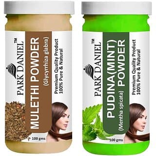 PARK DANIEL Pure & Natural Mulethi Powder & Pudina(Mint)Powder Combo Pack of 2 Bottles of 100 gm (200 gm ) (200 ml) - Hair Oils, Care, and Styling | Buy online on ZillyBuy