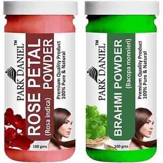 PARK DANIEL Pure & Natural Rose Petal Powder & Brahmi Powder Combo Pack of 2 Bottles of 100 gm (200 gm ) (200 ml) - Hair Oils, Care, and Styling | Buy online on ZillyBuy