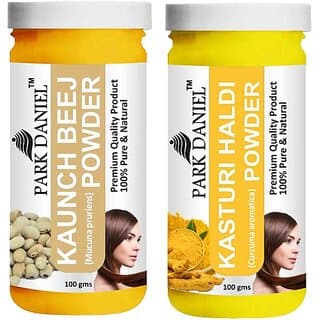 PARK DANIEL Pure & Natural Kaunch Beej Powder & Kasturi Haldi Powder Combo Pack of 2 Bottles of 100 gm (200 gm ) (200 ml) - Hair Oils, Care, and Styling | Buy online on ZillyBuy