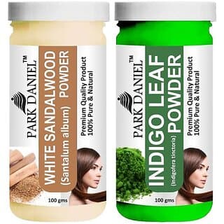 PARK DANIEL Premium White Sandalwood Powder & Indigo Leaf Powder Combo Pack of 2 Jars of 100 gms(200 gms) (200 ml) - Hair Oils, Care, and Styling | Buy online on ZillyBuy