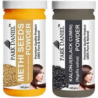 PARK DANIEL Pure & Natural Methi Powder & Kalonji(Black Cumin) Powder Combo Pack of 2 Bottles of 100 gm (200 gm ) (200 ml) - Hair Oils, Care, and Styling | Buy online on ZillyBuy