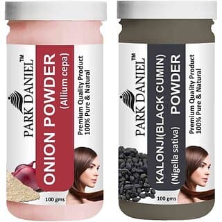 PARK DANIEL Pure & Natural Onion Powder & Kalonji(Black Cumin) Powder Combo Pack of 2 Bottles of 100 gm (200 gm ) (200 ml) - Hair Oils, Care, and Styling | Buy online on ZillyBuy