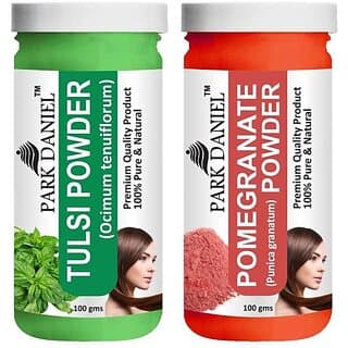 PARK DANIEL Pure & Natural Tulsi Powder & Pomegranate Powder Combo Pack of 2 Bottles of 100 gm (200 gm ) (200 ml) - Hair Oils, Care, and Styling | Buy online on ZillyBuy