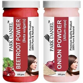 PARK DANIEL Premium Beetroot Powder & Onion Powder Combo Pack of 2 Jars of 100 gms(200 gms) (200 g) - Hair Oils, Care, and Styling | Buy online on ZillyBuy