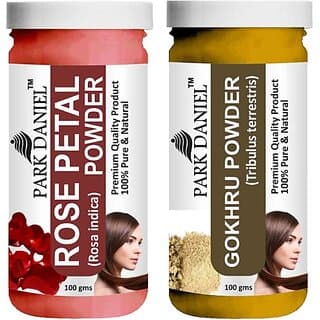 PARK DANIEL Pure & Natural Rose Petal Powder & Gokhru Powder Combo Pack of 2 Bottles of 100 gm (200 gm ) (200 ml) - Hair Oils, Care, and Styling | Buy online on ZillyBuy