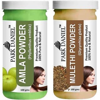 PARK DANIEL Pure & Natural Amla Powder & Mulethi Powder Combo Pack of 2 Bottles of 100 gm (200 gm ) (200 g) - Hair Oils, Care, and Styling | Buy online on ZillyBuy