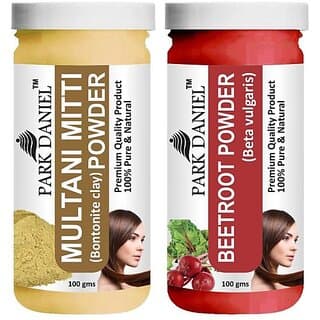 PARK DANIEL Pure & Natural Multani Mitti Powder & Beetroot Powder Combo Pack of 2 Bottles of 100 gm (200 gm ) (200 ml) - Hair Oils, Care, and Styling | Buy online on ZillyBuy