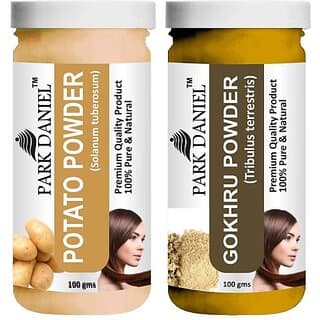PARK DANIEL Premium Potato Powder & Gokhru Powder Combo Pack of 2 Jars of 100 gms(200 gms) (200 g) - Hair Oils, Care, and Styling | Buy online on ZillyBuy