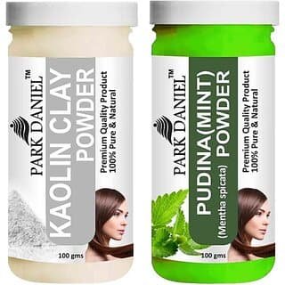 PARK DANIEL Pure & Natural Kaolin Powder & Pudina(Mint)Powder Combo Pack of 2 Bottles of 100 gm (200 gm ) (200 ml) - Hair Oils, Care, and Styling | Buy online on ZillyBuy