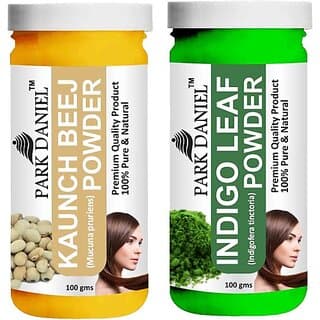 PARK DANIEL Pure & Natural Kaunch Beej Powder & Indigo Leaf Powder Combo Pack of 2 Bottles of 100 gm (200 gm ) (200 ml) - Hair Oils, Care, and Styling | Buy online on ZillyBuy