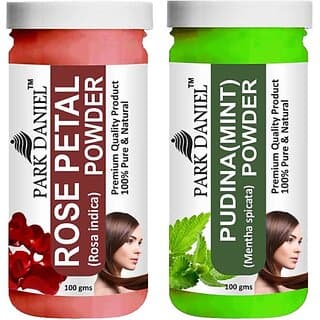 PARK DANIEL Pure & Natural Rose Petal Powder & Pudina(Mint)Powder Combo Pack of 2 Bottles of 100 gm (200 gm ) (200 ml) - Hair Oils, Care, and Styling | Buy online on ZillyBuy