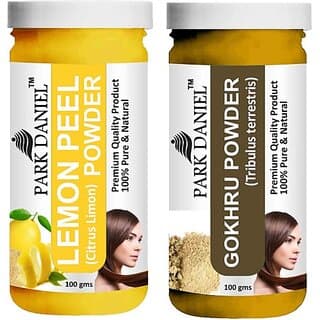 PARK DANIEL Pure & Natural Lemon Powder & Gokhru Powder Combo Pack of 2 Bottles of 100 gm (200 gm ) (200 ml) - Hair Oils, Care, and Styling | Buy online on ZillyBuy