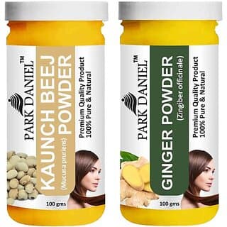 PARK DANIEL Pure & Natural Kaunch Beej Powder & Ginger Powder Combo Pack of 2 Bottles of 100 gm (200 gm ) (200 ml) - Hair Oils, Care, and Styling | Buy online on ZillyBuy