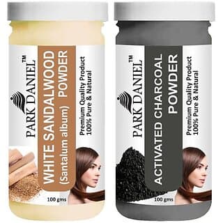 PARK DANIEL Premium White Sandalwood Powder & Activated Charcoal Powder Combo Pack of 2 Jars of 100 gms(200 gms) (200 ml) - Hair Oils, Care, and Styling | Buy online on ZillyBuy