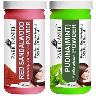 PARK DANIEL Premium Red Sandalwood Powder & Pudina(Mint)Powder Combo Pack of 2 Jars of 100 gms(200 gms) (200 g) - Hair Oils, Care, and Styling | Buy online on ZillyBuy