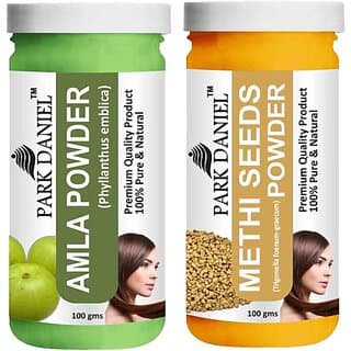 PARK DANIEL Pure & Natural Amla Powder & Methi Powder Combo Pack of 2 Bottles of 100 gm (200 gm ) (200 g) - Hair Oils, Care, and Styling | Buy online on ZillyBuy