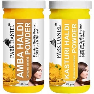 PARK DANIEL Pure & Natural Amba Haldi Powder & Kasturi Haldi Powder Combo Pack of 2 Bottles of 100 gm (200 gm ) (200 g) - Hair Oils, Care, and Styling | Buy online on ZillyBuy