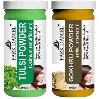 PARK DANIEL Pure & Natural Tulsi Powder & Gokhru Powder Combo Pack (200 ml) - Hair Oils, Care, and Styling | Buy online on ZillyBuy