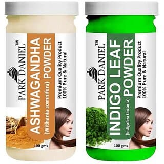 PARK DANIEL Premium Ashwagandha Powder & Indigo Leaf Powder Combo Pack of 2 Jars of 100 gms(200 gms) (200 g) - Hair Oils, Care, and Styling | Buy online on ZillyBuy