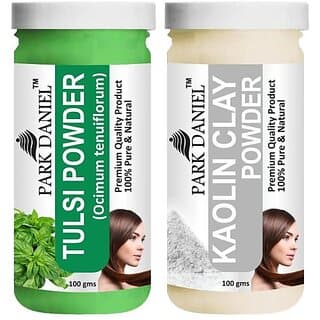 PARK DANIEL Pure & Natural Tulsi Powder & Kaolin Clay Powder Combo Pack of 2 Bottles of 100 gm (200 gm ) (200 ml) - Hair Oils, Care, and Styling | Buy online on ZillyBuy
