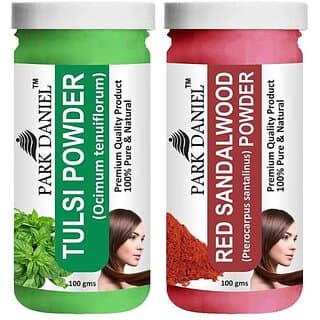 PARK DANIEL Pure & Natural Tulsi Powder & Red Sandalwood Powder Combo Pack of 2 Bottles of 100 gm (200 gm ) (200 ml) - Hair Oils, Care, and Styling | Buy online on ZillyBuy