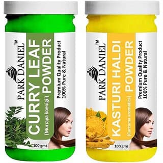 PARK DANIEL Pure & Natural Curry Leaf Powder & Kasturi Haldi Powder Combo Pack of 2 Bottles of 100 gm (200 gm ) (200 ml) - Hair Oils, Care, and Styling | Buy online on ZillyBuy