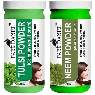 PARK DANIEL Pure & Natural Tulsi Powder & Neem Powder Combo Pack of 2 Bottles of 100 gm (200 gm ) (200 ml) - Hair Oils, Care, and Styling | Buy online on ZillyBuy